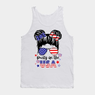 American Flag Party In USA 4th July Patriotic Kid Women Girl Tank Top